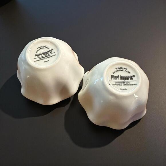 Pier 1 Imports Small White Bowls Dipping Sauce Berry Dessert 3¼"x2" Set of 2 - Picture 2 of 4